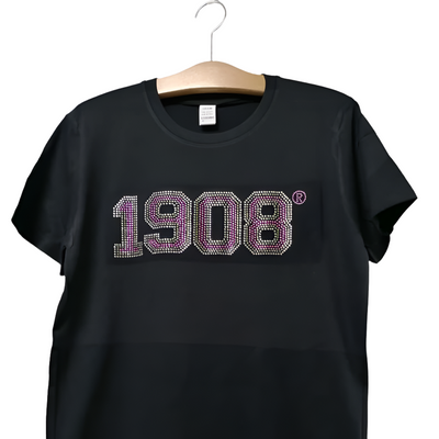 Alpha Kappa Alpha AKA 1908 Rhinestone Bling Cocktail T-Shirt - Shirts & Tops