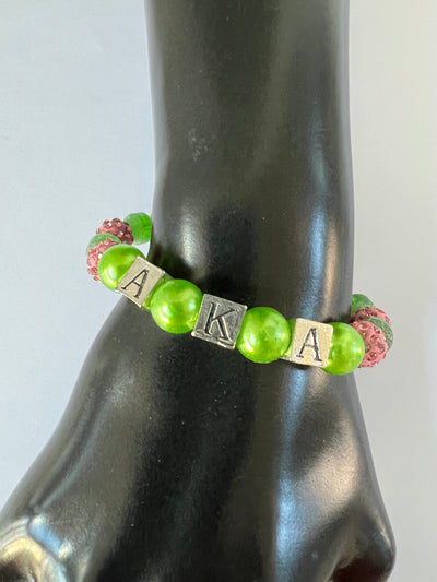 Alpha Kappa Alpha AKA Block Charm Bracelet