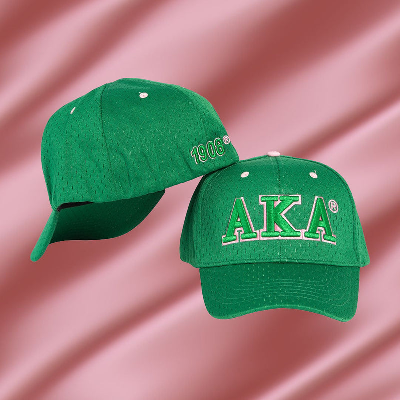 Alpha Kappa Alpha AKA Greek Letters Mesh Flex Fit Embroidered Cap Green - Apparel & Accessories