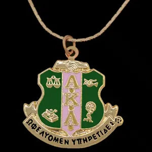 Alpha Kappa Alpha AKA Shield Necklace Gold