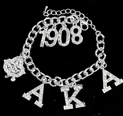 Alpha Kappa Alpha Austrian Crystal Charm Bracelet - Sorority Bracelets