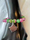 Alpha Kappa Alpha Beaded Bling Charm Bracelet Pink Ivy