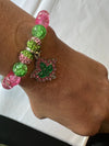 Alpha Kappa Alpha Beaded Bling Charm Bracelet Pink Ivy