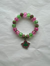 Alpha Kappa Alpha Beaded Bling Charm Bracelet Pink Ivy