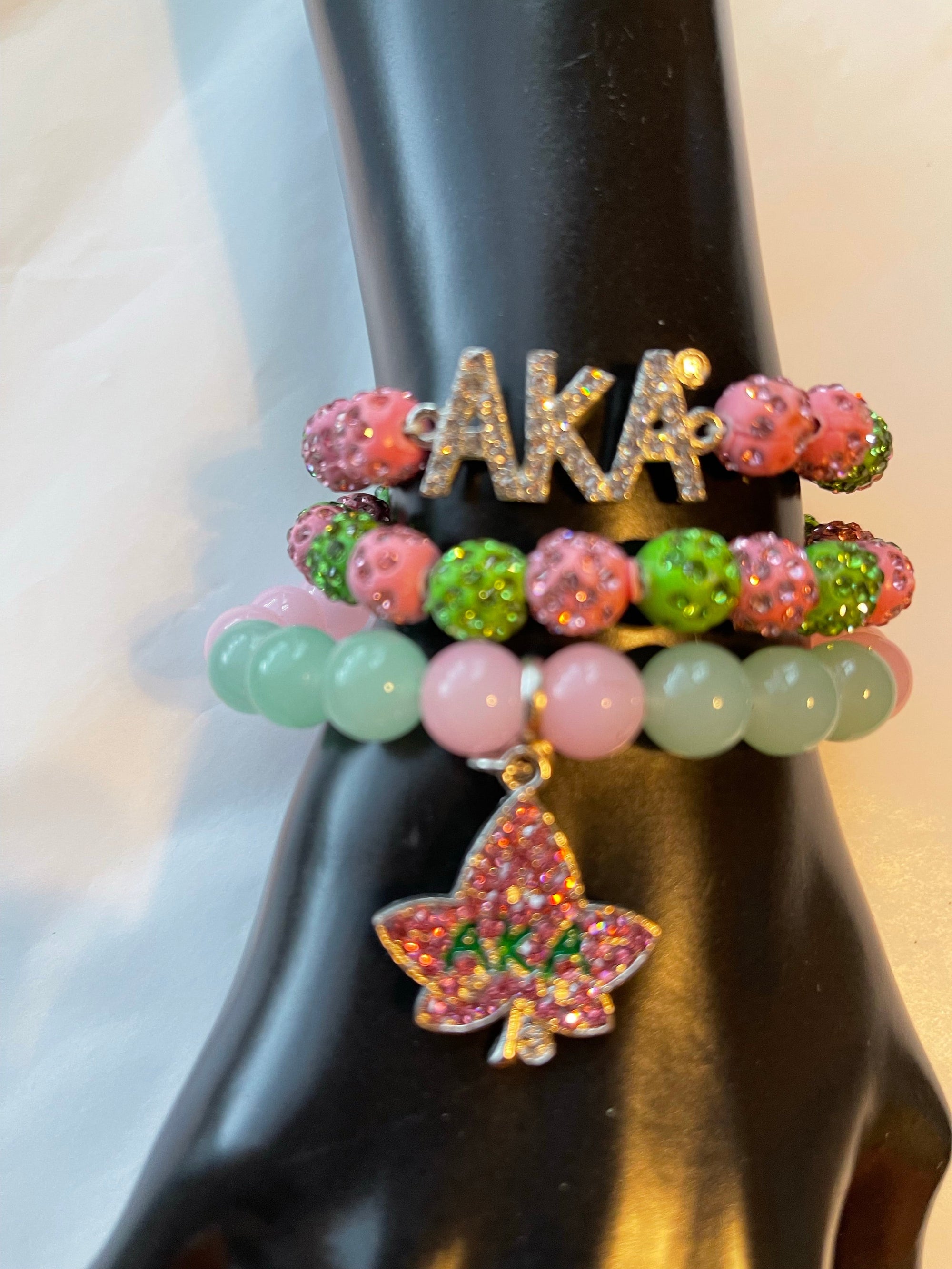 Alpha Kappa Alpha Beaded Bling Charm Bracelet Set