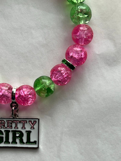 Alpha Kappa Alpha Beaded Bling Pretty Girl Charm Bracelet