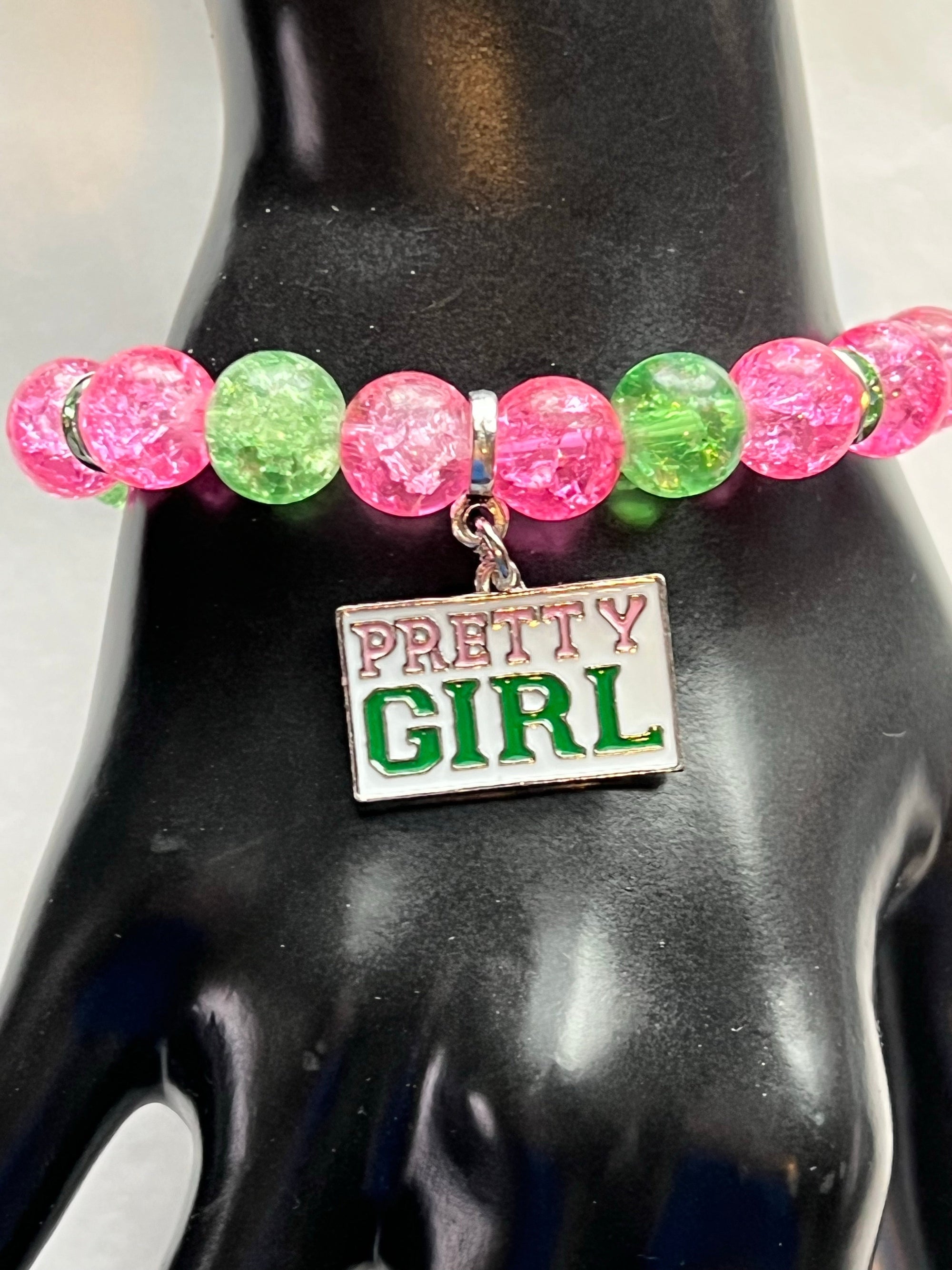 Alpha Kappa Alpha Beaded Bling Pretty Girl Charm Bracelet