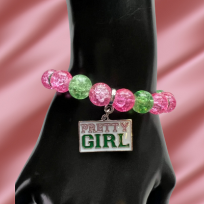 Alpha Kappa Alpha Beaded Bling Pretty Girl Charm Bracelet