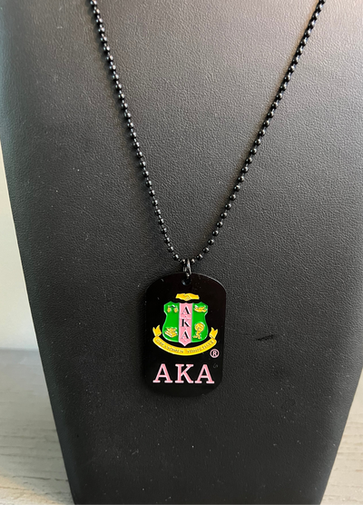 Alpha Kappa Alpha Black Dog Tag Necklace - Necklaces