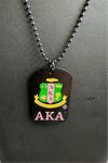 Alpha Kappa Alpha Black Dog Tag Necklace - Necklaces