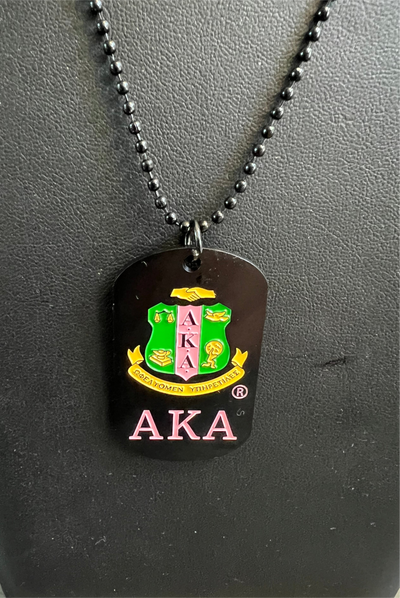 Alpha Kappa Alpha Black Dog Tag Necklace - Necklaces