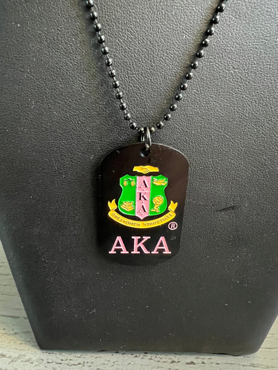 Alpha Kappa Alpha Black Dog Tag Necklace