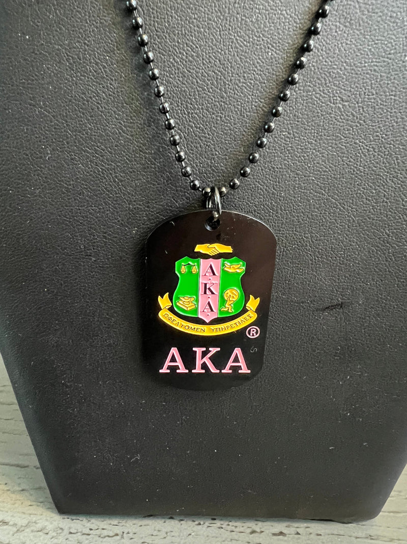 Alpha Kappa Alpha Black Dog Tag Necklace - Necklaces