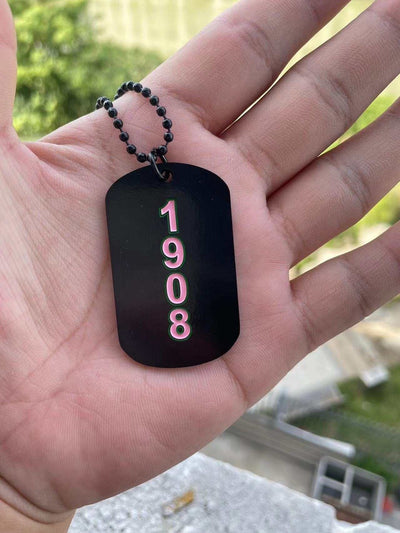 Alpha Kappa Alpha Black Dog Tag Necklace