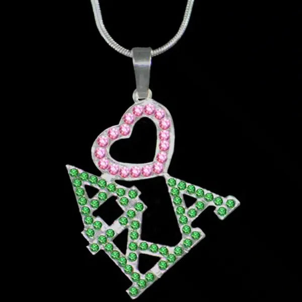 Alpha Kappa Alpha Bling AKA Heart Crystal Necklace
