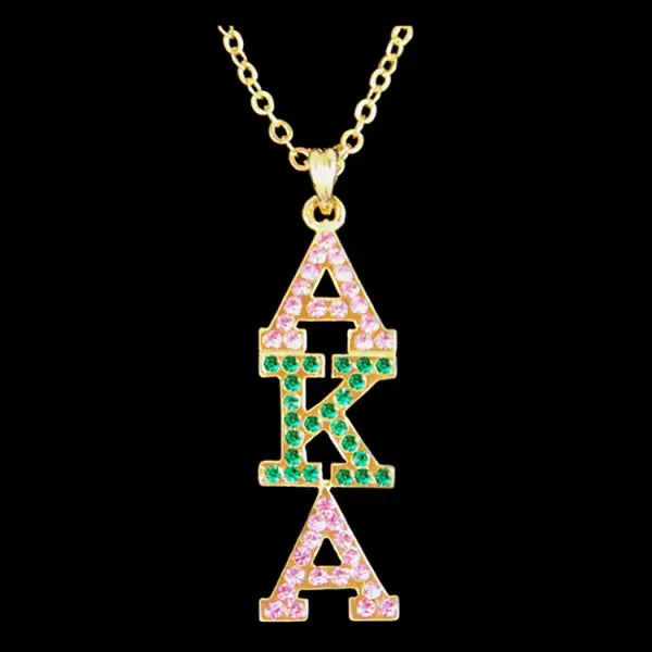Alpha Kappa Alpha Bling Austrian Crystal Necklace Gold