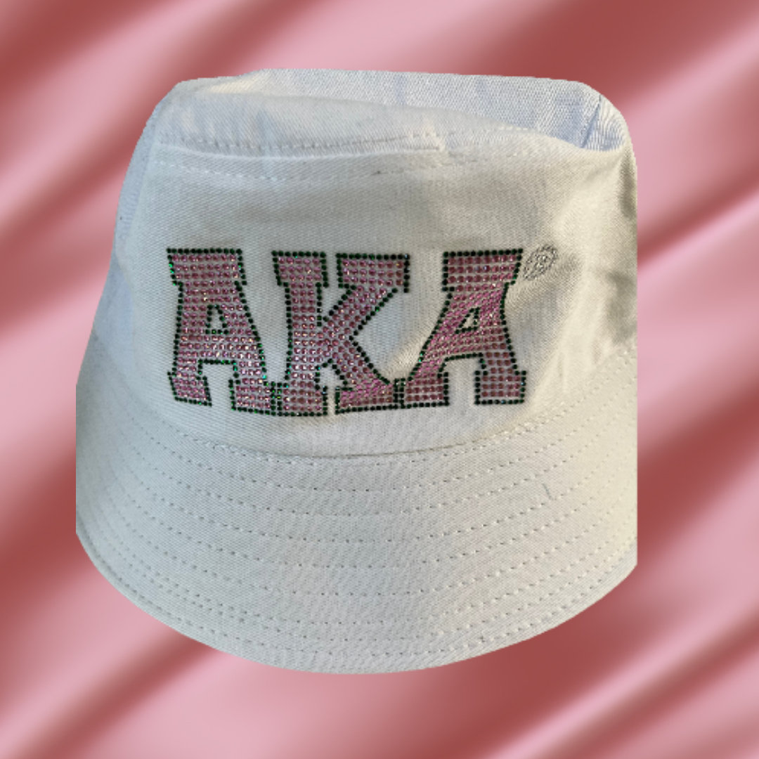 Alpha Kappa Alpha Bling Bucket Hat White mom