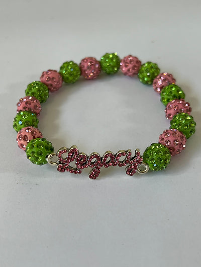 Alpha Kappa Alpha Bling Elastic Legacy Bracelet Green