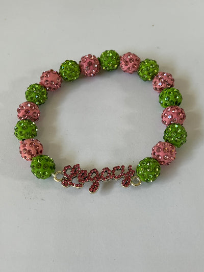 Alpha Kappa Alpha Bling Elastic Legacy Bracelet Green