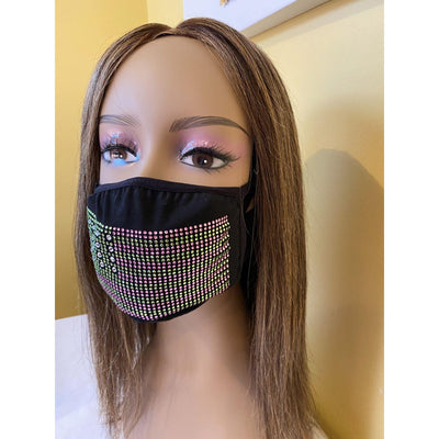 Alpha Kappa Alpha Bling Flag Face Mask Pink and Green