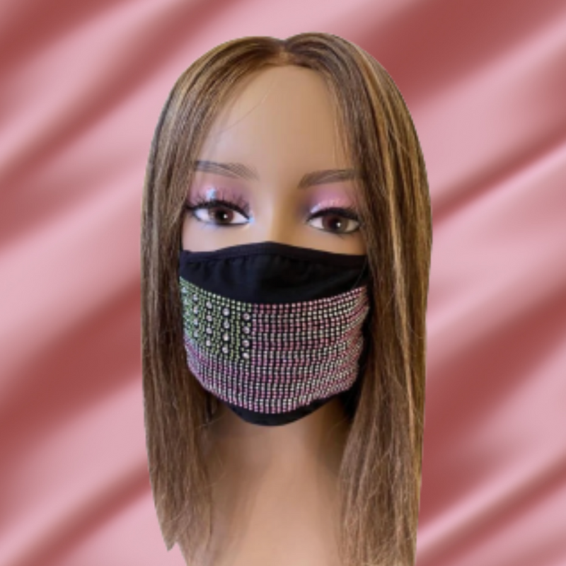 Alpha Kappa Alpha Bling Flag Face Mask Pink and Green