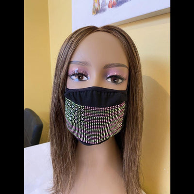 Alpha Kappa Alpha Bling Flag Face Mask Pink and Green