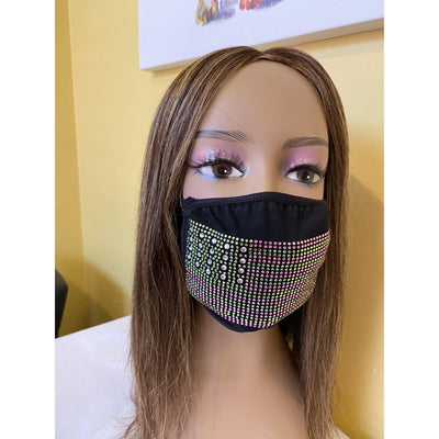 Alpha Kappa Alpha Bling Flag Face Mask Pink and Green