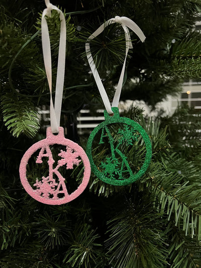 Alpha Kappa Alpha Bling Glitter Christmas Ornaments