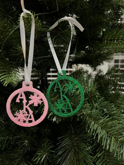 Alpha Kappa Alpha Bling Glitter Christmas Ornaments