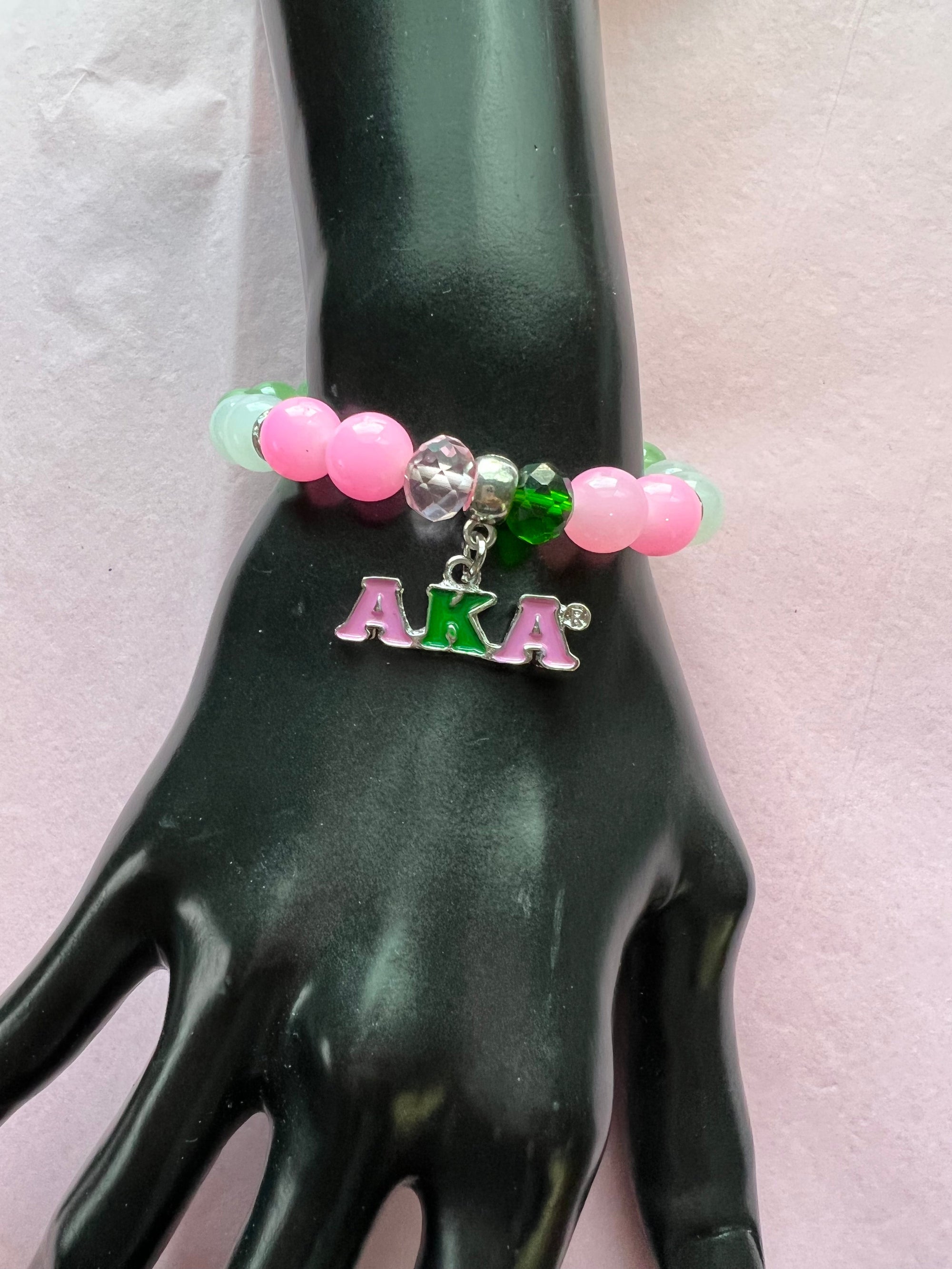 Alpha Kappa Alpha Bling Natural Agate AKA Charm Bracelet