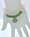 Alpha Kappa Alpha Bling Natural Agate Fleur Elastic Charm Bracelet