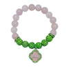 Alpha Kappa Alpha Bling Natural Agate Fleur Elastic Charm Bracelet