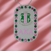 Alpha Kappa Alpha Bling Rhinestone Double Side Dog Tag Necklace