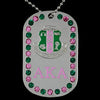 Alpha Kappa Alpha Bling Rhinestone Double Side Dog Tag Necklace