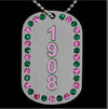 Alpha Kappa Alpha Bling Rhinestone Double Side Dog Tag Necklace