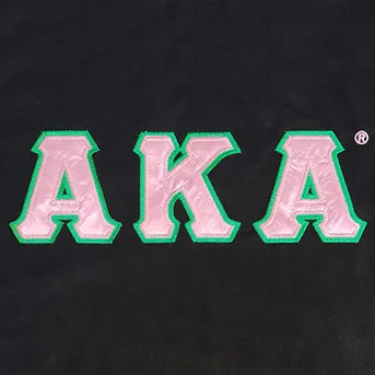 Alpha Kappa Alpha Classic Satin Letter Ringer T-shirt Black - Apparel & Accessories