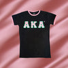 Alpha Kappa Alpha Classic Satin Letter Ringer T-shirt Black