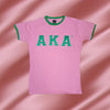 Alpha Kappa Alpha Classic Satin Letter Ringer T-shirt Pink