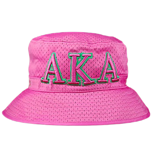 Alpha Kappa Alpha Embroidered Bucket Hat Pink M/L 58 CM