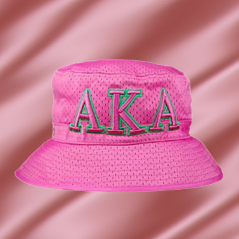 Alpha Kappa Alpha Embroidered Bucket Hat Pink M/L 58 CM
