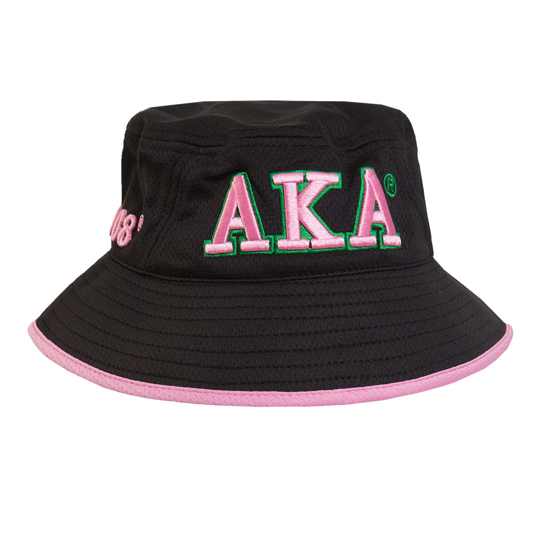Alpha Kappa Alpha Flexfit Embroidered Bucket Hat Black - Apparel & Accessories