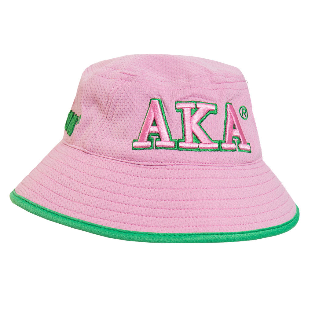 Alpha Kappa Alpha Flexfit Embroidered Bucket Hat Pink - Apparel & Accessories
