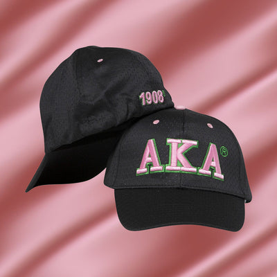 Alpha Kappa Alpha Flexfit Embroidered Mesh Cap Black