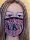Alpha Kappa Alpha Full Rhinestone Bling Face Mask Pink