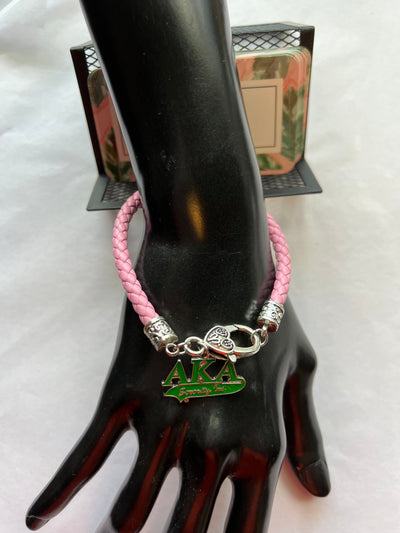 Alpha Kappa Alpha Leather Charm Bracelet AKA