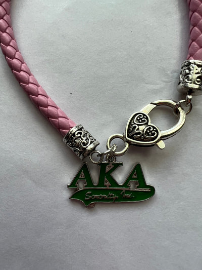 Alpha Kappa Alpha Leather Charm Bracelet AKA