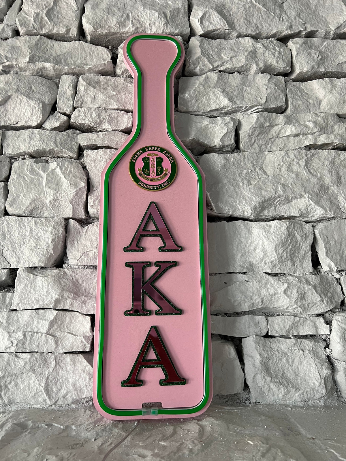 Alpha Kappa Alpha LED Wooden Paddle Pink