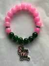 Alpha Kappa Alpha Natural Agate Beaded SKEE WEE Charm Bracelet