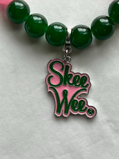 Alpha Kappa Alpha Natural Agate Beaded SKEE WEE Charm Bracelet