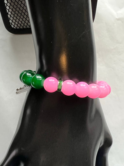 Alpha Kappa Alpha Natural Agate Beaded SKEE WEE Charm Bracelet